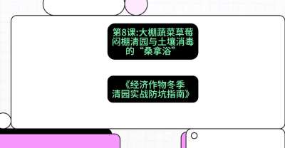 第8节：【大棚蔬菜草莓】闷棚清园与土壤消毒的&ldquo;桑拿浴&rdquo;，课程：《经济作物冬季清园&middot;实战防坑指南》#识农AI